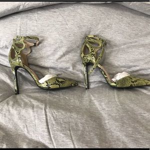 Strappy snakeskin heels